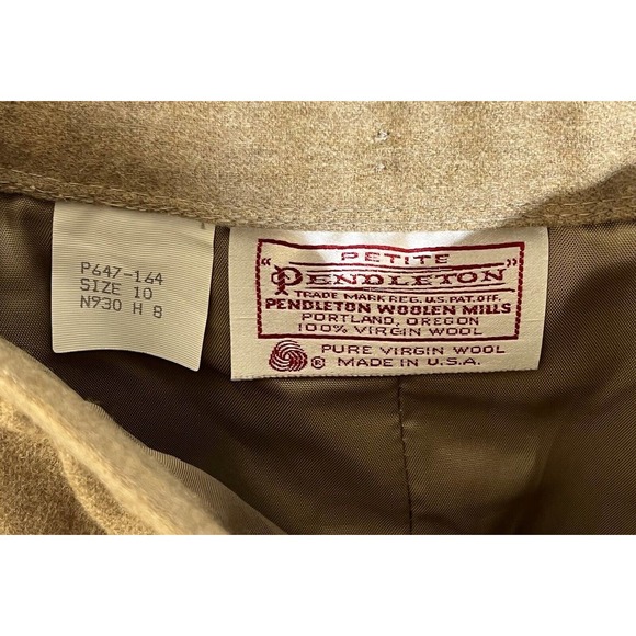 Pendleton Virgin Wool Skirt Womens Size 10 Petite Tan Brown Pockets Made‎ in USA - Picture 3 of 9